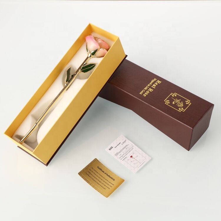 quality Hot Sale Gold Trimmed  Rose Flower Girlfriend Gift 24k Gold Plated Natural Rose for Valentine's Day, Mother's Day Gifts factory
