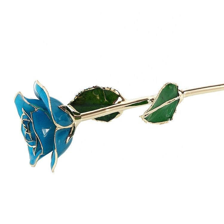 quality Wholesale Long Stem 24K  Lacquer gold Dipped Trimmed  Rose for Christmas and valentine's day gifts factory