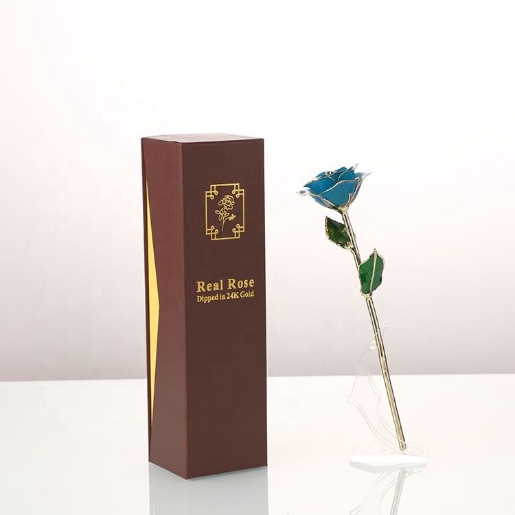quality Wholesale Long Stem 24K  Lacquer gold Dipped Trimmed  Rose for Christmas and valentine's day gifts factory