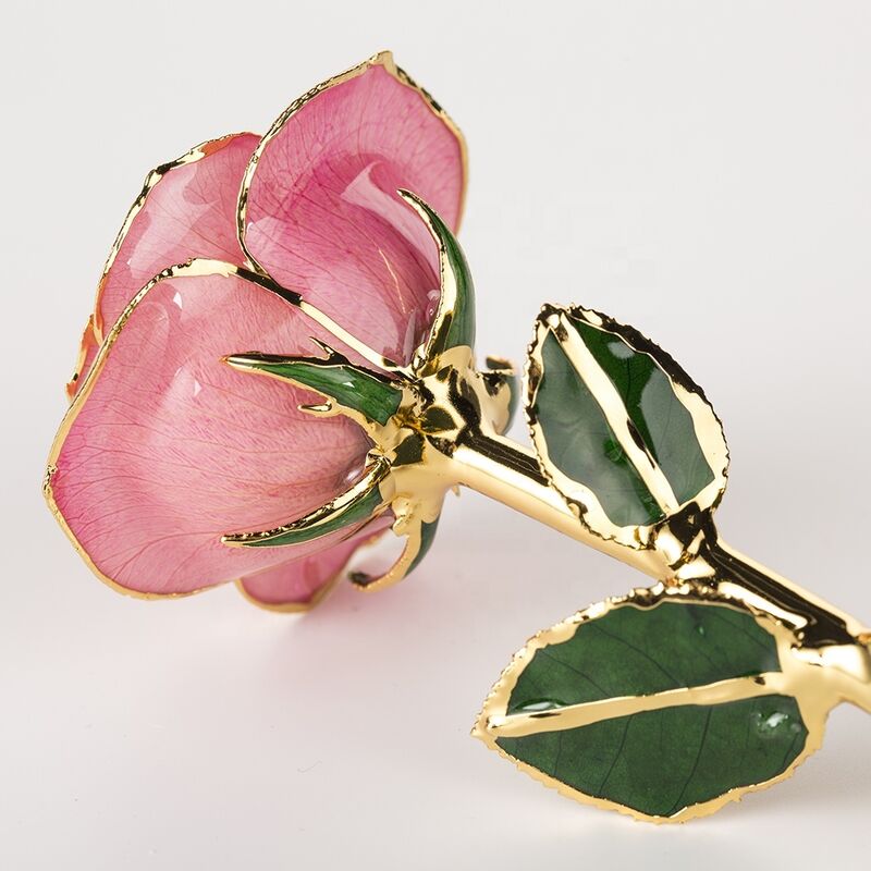 quality Pink Rose 24Kt Gold Dipped Natural Rose Manufacture Directly Supply  Gold Platedd Rose  for Christmas Birthday  Gift factory