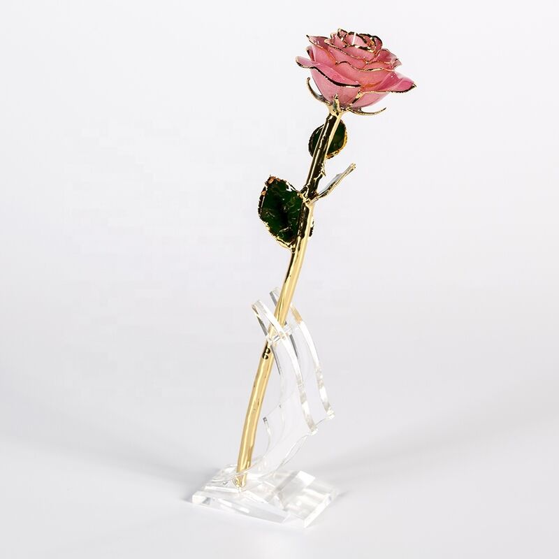 quality Pink Rose 24Kt Gold Dipped Natural Rose Manufacture Directly Supply  Gold Platedd Rose  for Christmas Birthday  Gift factory