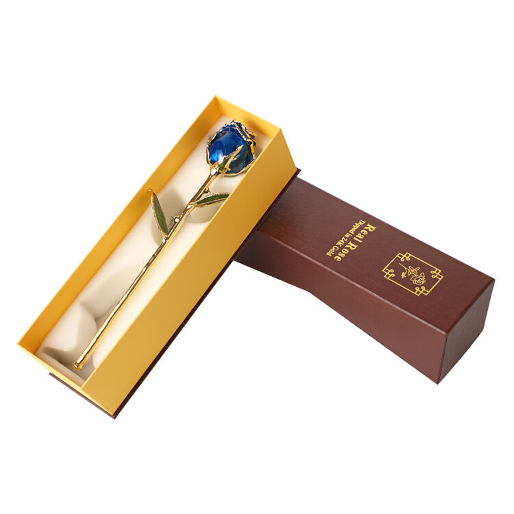 quality Half-blooming 24k Gold Dipped Blue  Rose Rose Preserved Flowers  Gold Rose for Christmas Valentine's Day Mother's Day  Gifts factory