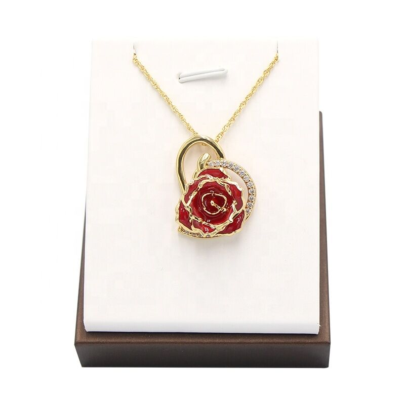quality 24K Gold Dipped  Rose Necklaced/Gold Plated Natural Rose Necklace for Mother's Day and Christmas    Gift factory