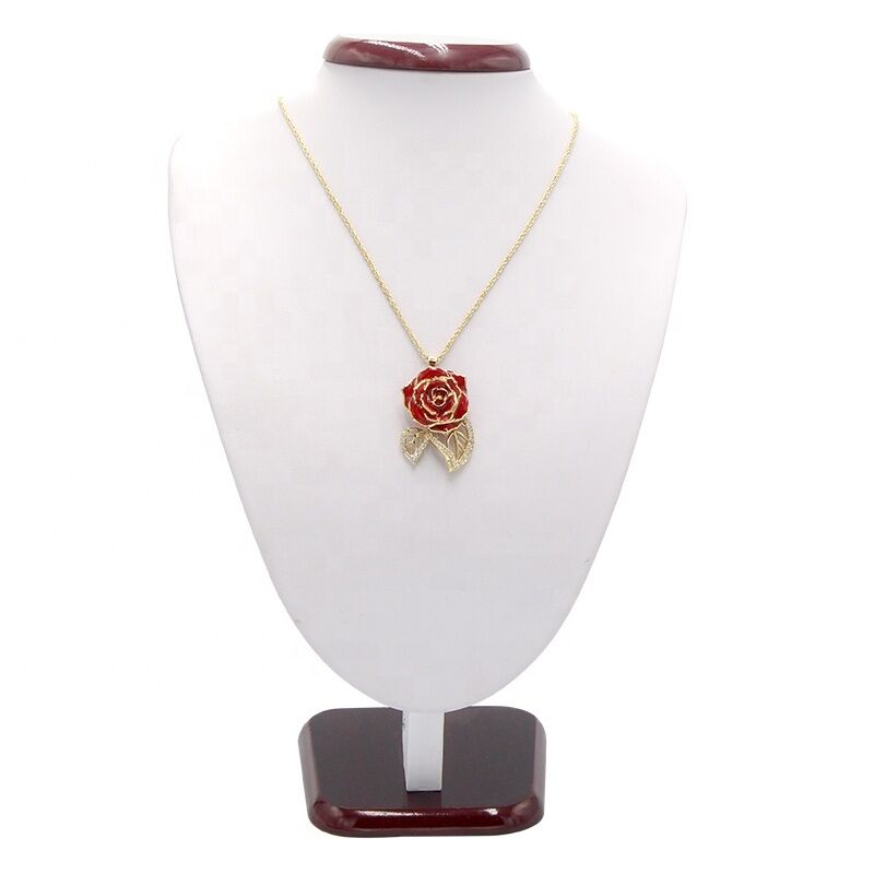 quality 24K Gold Plated  Rose Necklaced/Gold Plated Natural Rose Necklace for Women Necklace , Mother's Day and Christmas    Gift factory