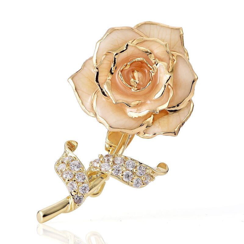 quality 24k Gold Plated Rose Factory Wholesale Adorable Girls Rose Brooch Gold Dipped Rose Fashion factory