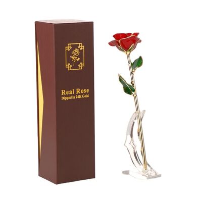 quality 24K Gold  Rose  Golden Rose  Real Preserved Fresh Eternal Rose Flower for Valentines Day Mother's Day and Christmas factory