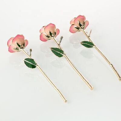 quality Hot Sale Gold Trimmed  Rose Flower Girlfriend Gift 24k Gold Plated Natural Rose for Valentine's Day, Mother's Day Gifts factory