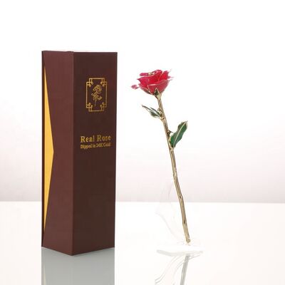 quality 24 Karat Gold Dipped  Rose  Long Artificial Golden Covered Roses  for Graduation ,Christmas, Valentine's Day ,wedding Gift factory