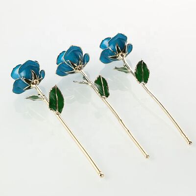 quality Wholesale Long Stem 24K  Lacquer gold Dipped Trimmed  Rose for Christmas and valentine's day gifts factory