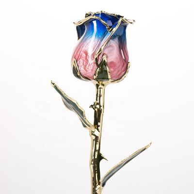 quality Gold Trimmed Rose Preservied  Rose for Valentine Mother Day Christmas Gifts Handmade Eternal Rose factory