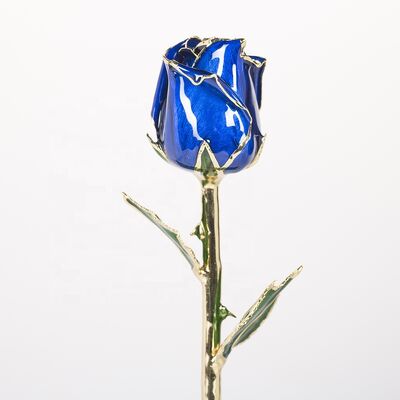 quality Half-blooming 24k Gold  Trimmed Rose   Handmade Flowers Preserved Fresh Rose with Stem Present  Rose Gift factory