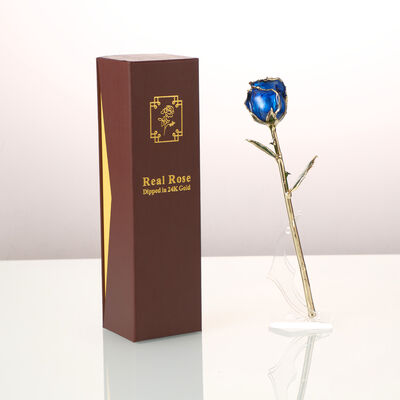 quality Half-blooming 24k Gold Dipped Blue  Rose Rose Preserved Flowers  Gold Rose for Christmas Valentine's Day Mother's Day  Gifts factory