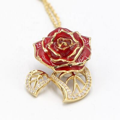 quality 24K Gold Plated  Rose Necklaced/Gold Plated Natural Rose Necklace for Women Necklace , Mother's Day and Christmas    Gift factory